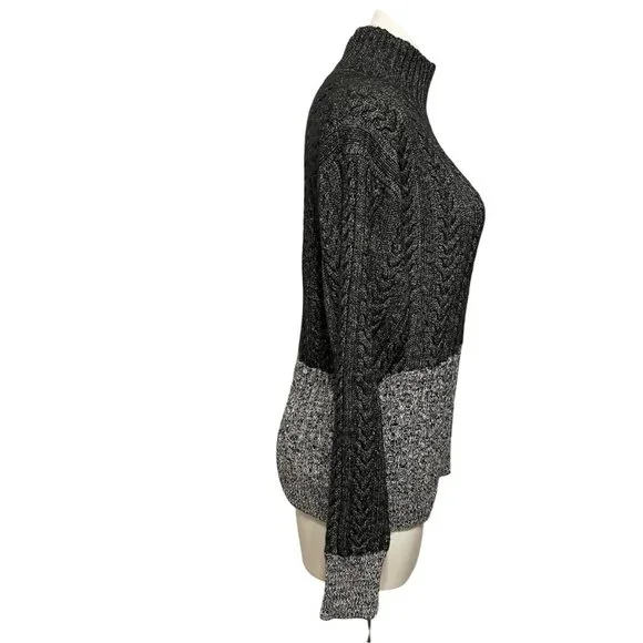 Splendid Cable Knit Colorblock Mock Neck Sweater - Picture 4 of 7